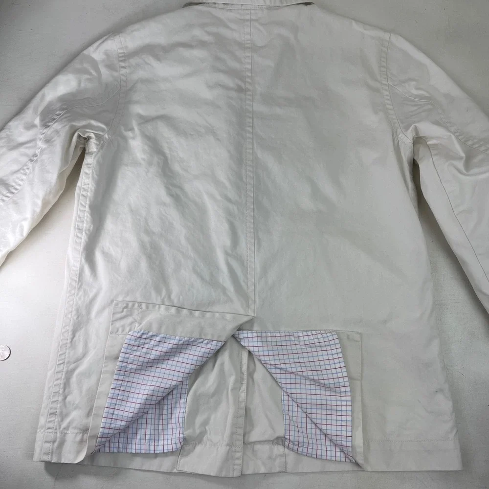 Vtg Tommy Hilfiger White‎ Cotton Button Up Jacket Womens Medium Casual Mod Disco
